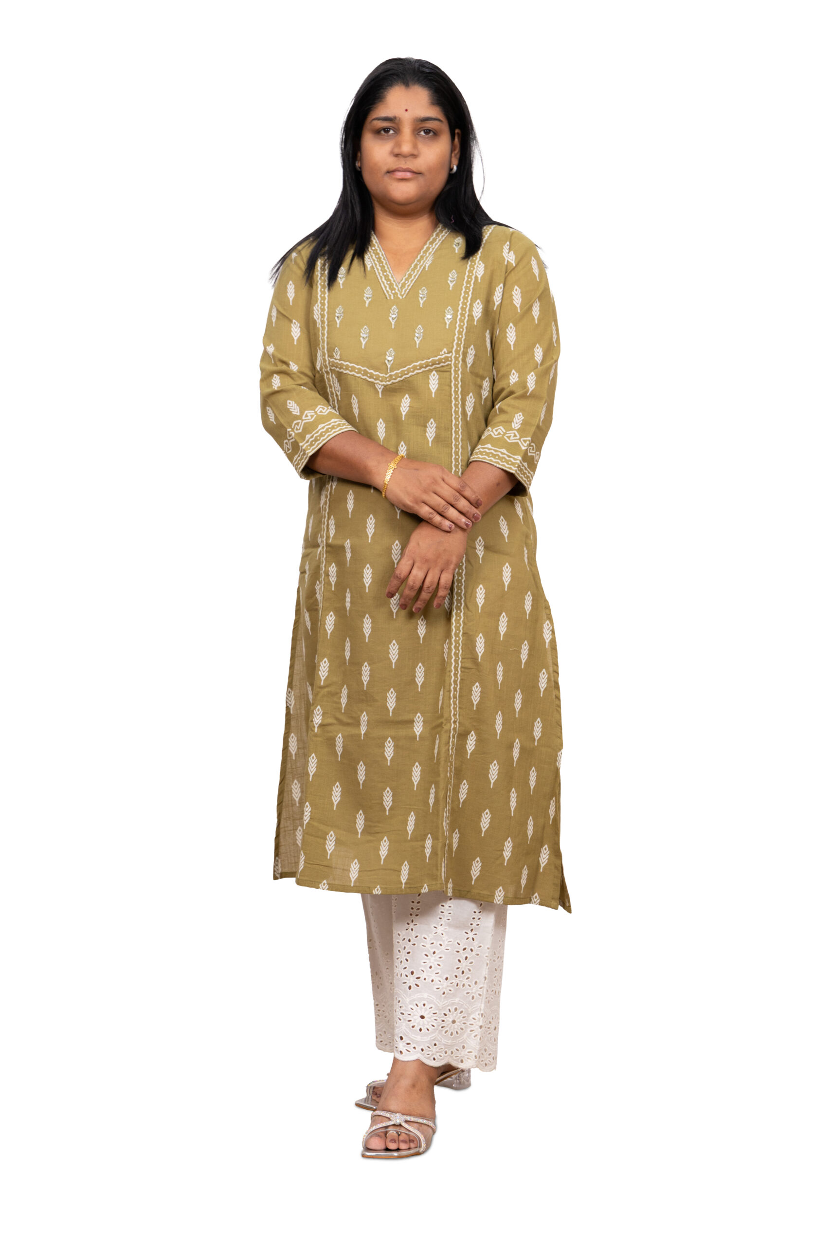 Banglore Fashions Women's Premium Handcrafted Co-Ord Set - olive green