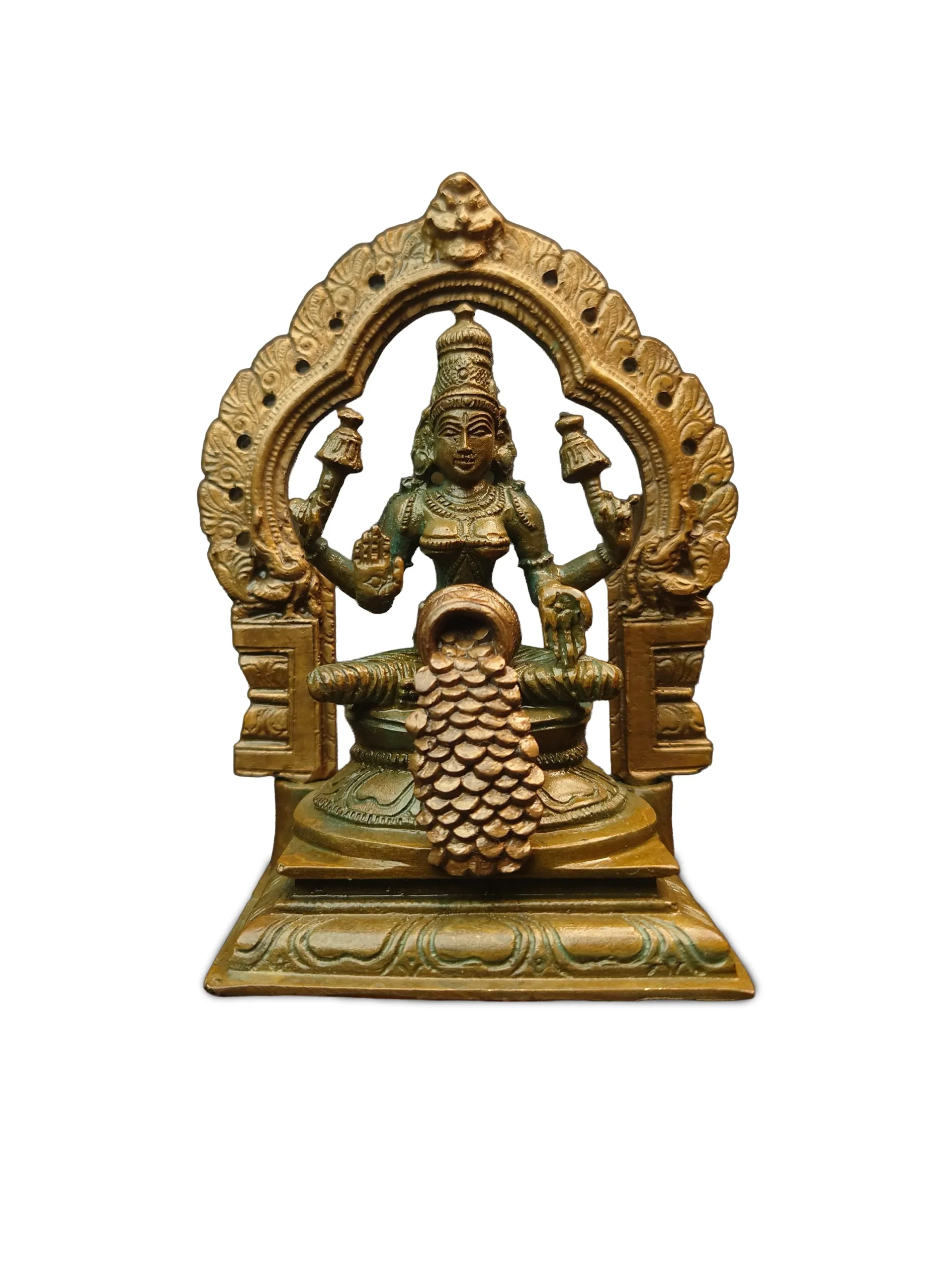 Chola Bronze Dhanalakshmi (Antique Patina Finish)
