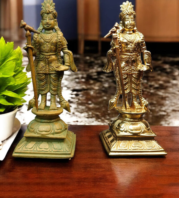 Chola Bronze Rajalangaram Murugan (Antique Patina Finish)