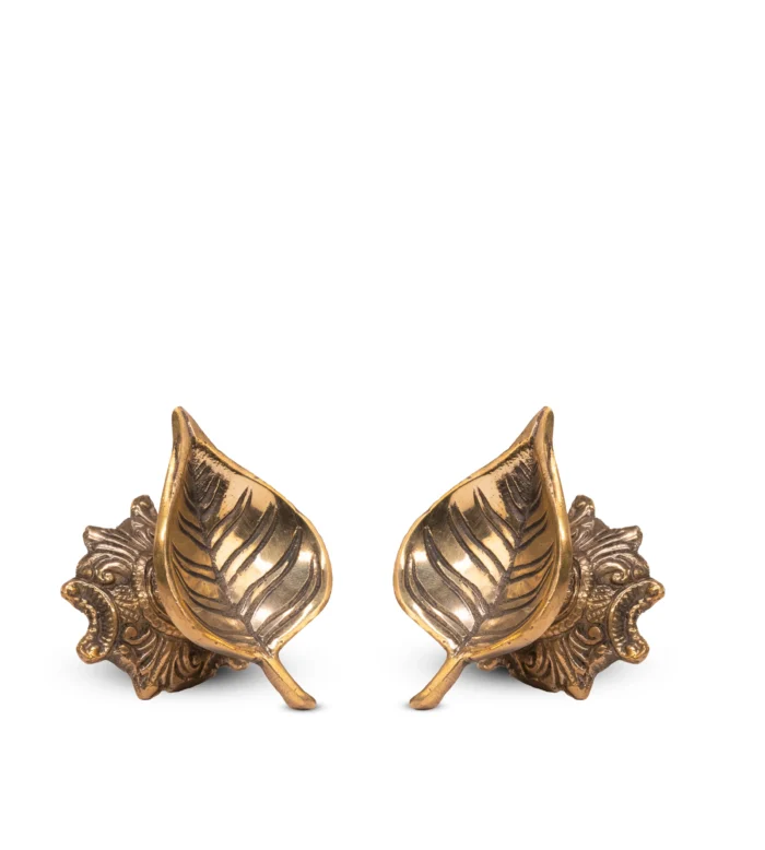 Brass Leaf Lamp Set