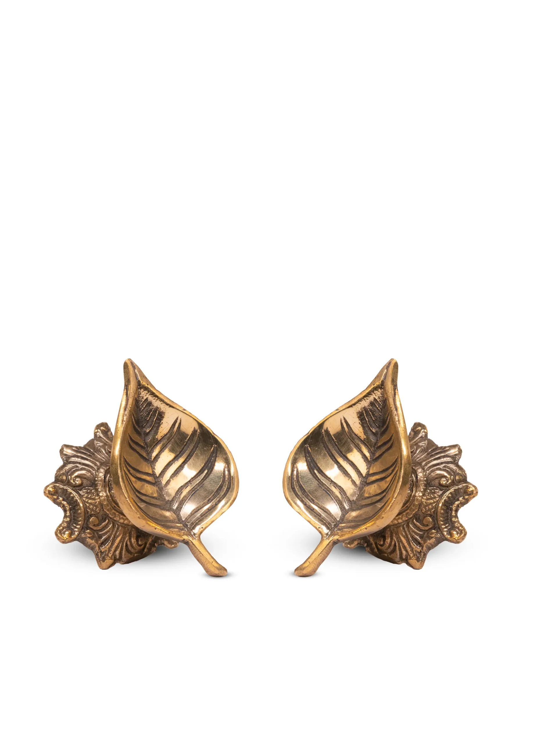 Brass Leaf Lamp Set