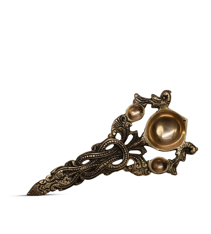 Brass Carved Bird Aarti Spoon