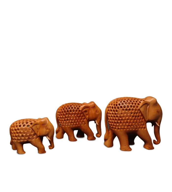 White Wood Cutting Elephant