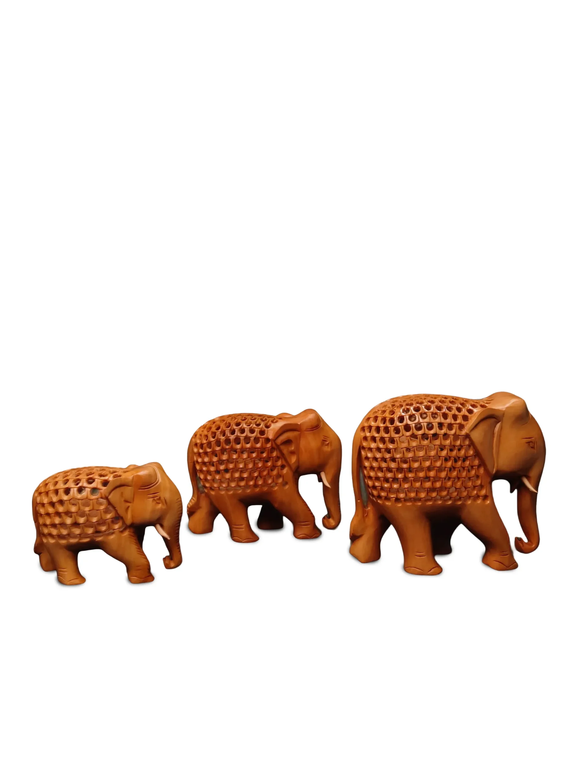 White Wood Cutting Elephant