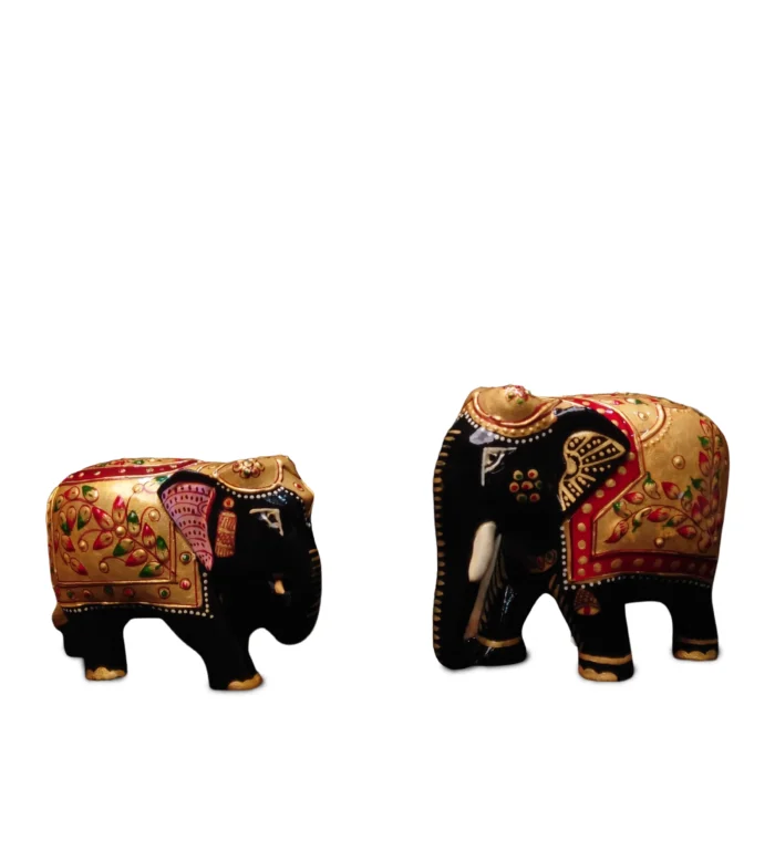 White Wood Color Painting Elephant (Medium)