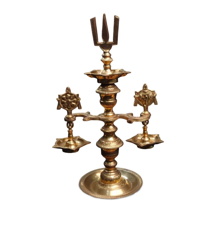 Brass Sangu Chakra Namam Lamp