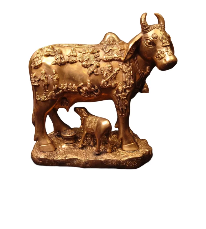 Brass Cow & Calf (Kamadhenu)