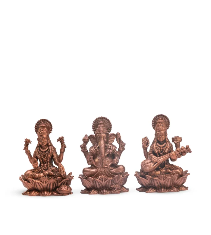 Copper Ganesha Lakshmi Saraswathy Set