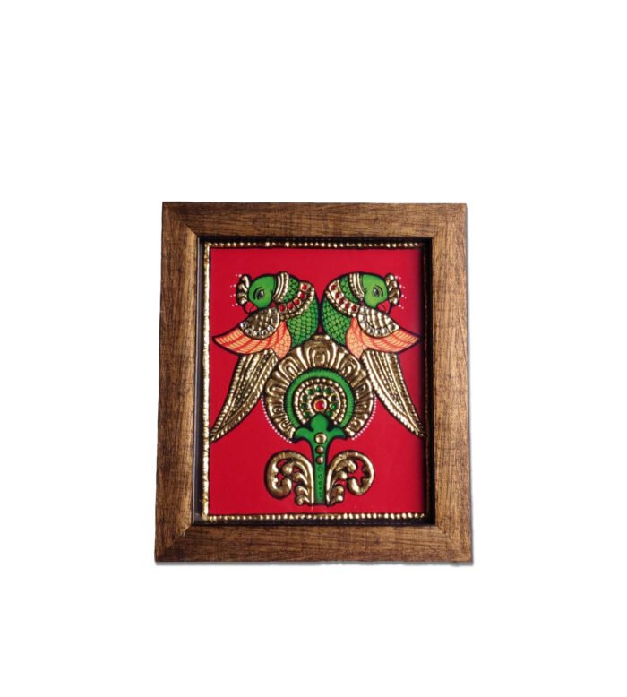 Tanjore Painting - Twin Parrots