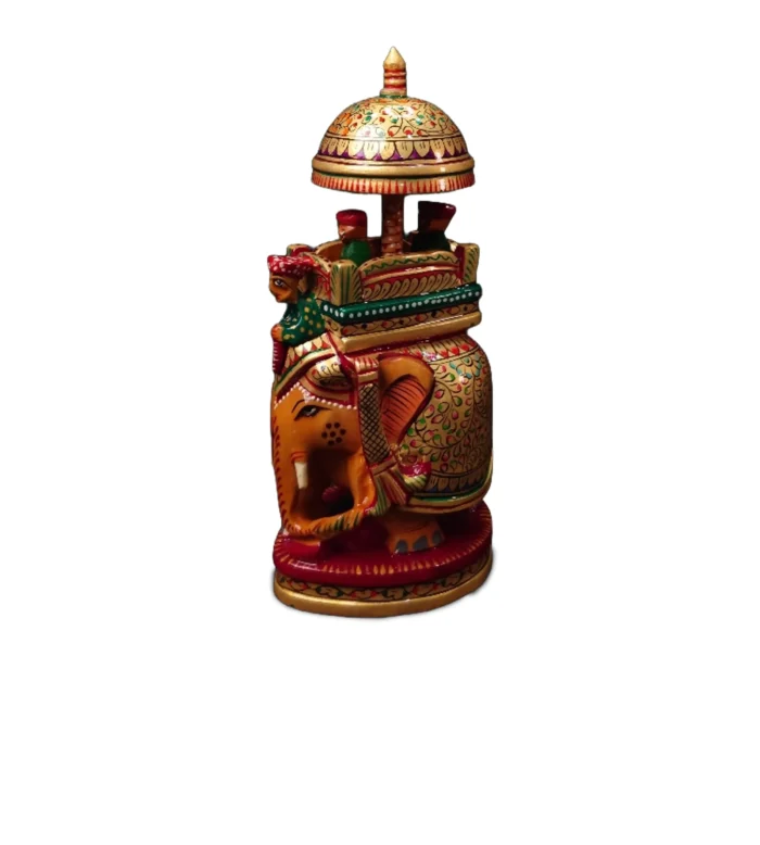 White Wood Ambari Elephant