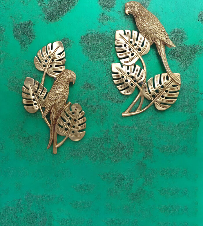 Brass Parrot Wall Hanging Set (Pair)