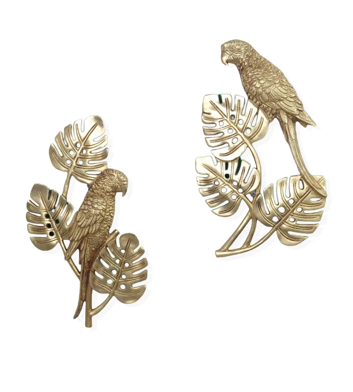 Brass Parrot Wall Hanging Set (Pair)