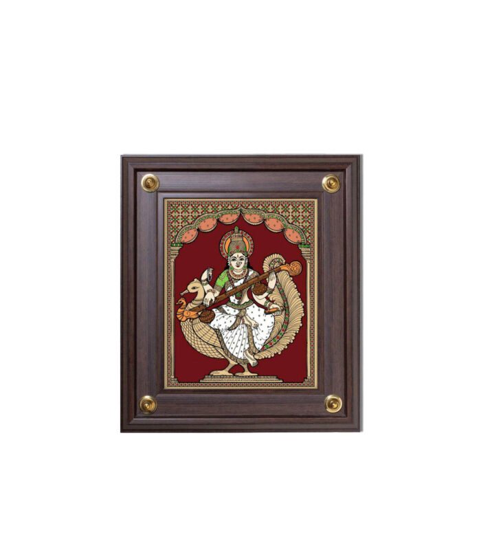 Reverse Glass Painting - Saraswathy