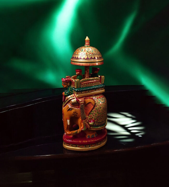 White Wood Ambari Elephant