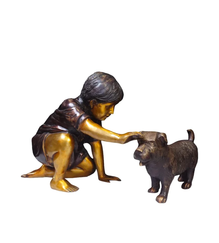 Brass Boy with Puppy (Three Tone)
