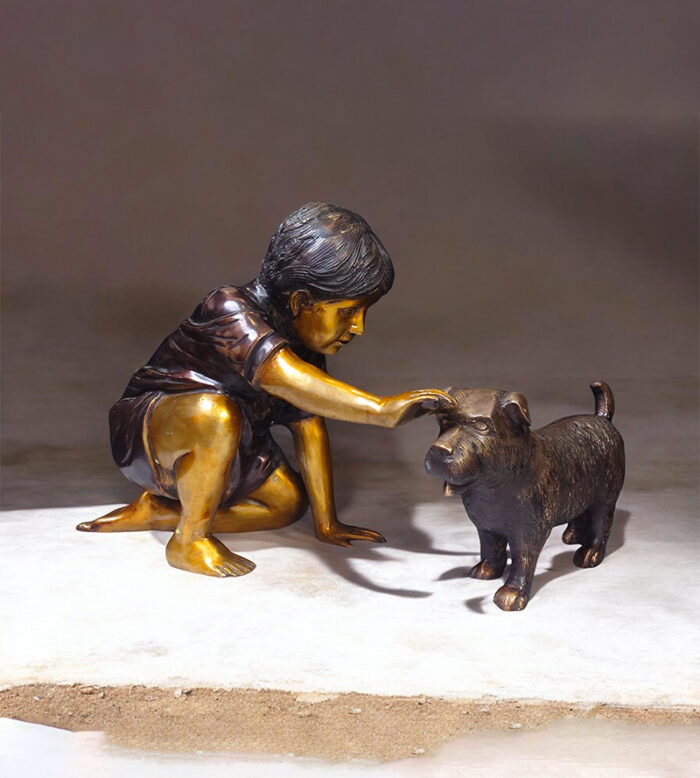 Brass Boy with Puppy (Three Tone)
