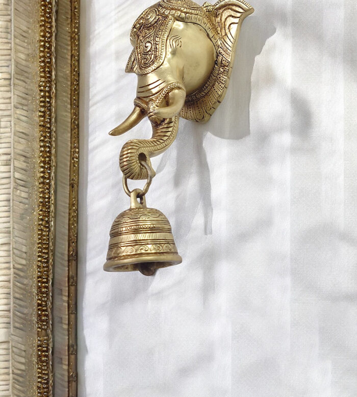 Brass Elephant Bell Wall Hanging