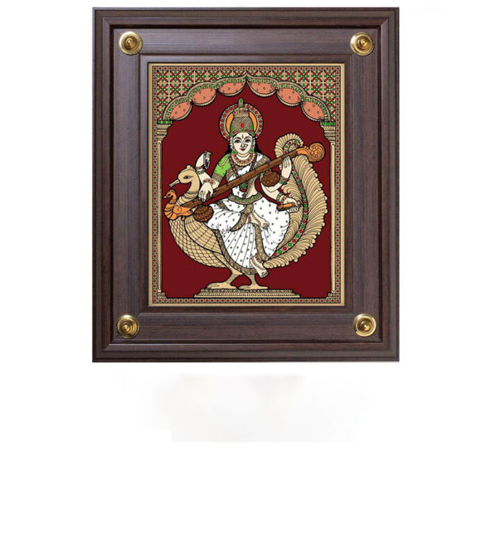 Reverse Glass Painting - Saraswathy