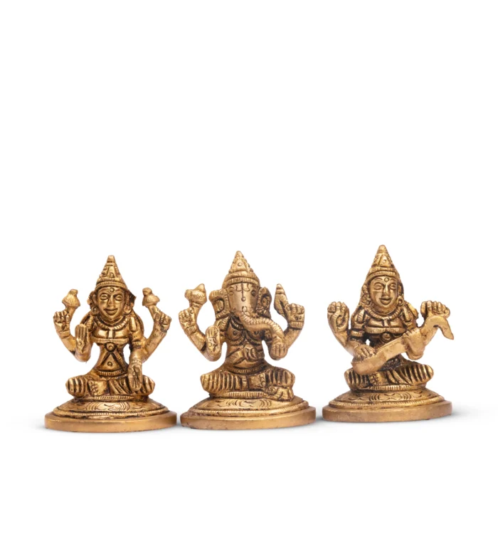 Brass Ganesha Lakshmi Saraswathy Set