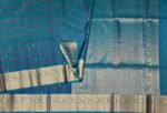 Soft Silk Saree In Ocean Blue With Navy Blue border