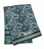 Pure Teal Blue Chanderi Cotton Saree