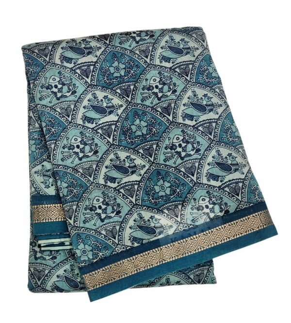 Pure Teal Blue Chanderi Cotton Saree