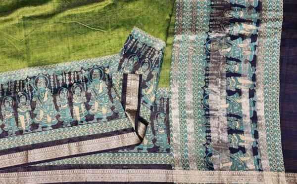 Pure Moss Green Chanderi Cotton Saree