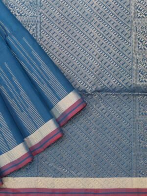 Peacock Blue Handloom Soft Silk Saree