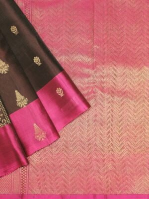 Dark Coffee Brown Pavithram Soft Silk Saree