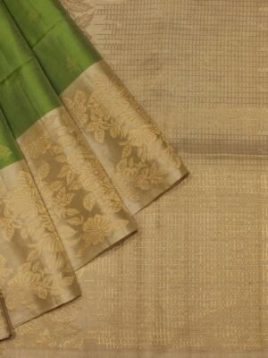 Light Green Soft Silk Saree Zari Floral