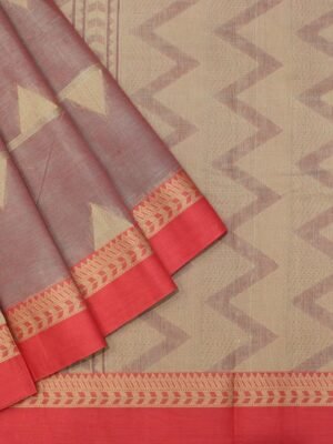 Mauve Kovai Cotton Saree Triangle Threadwork