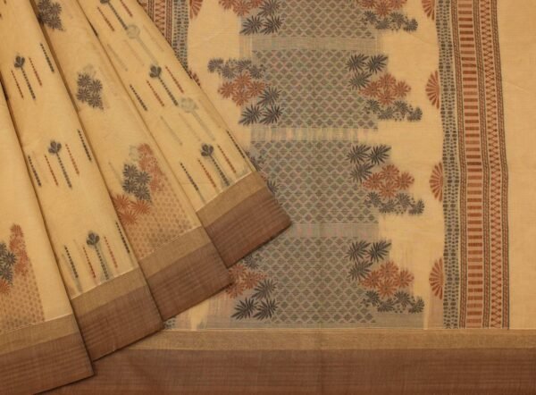 Beige Kovai Cotton Saree Handloom