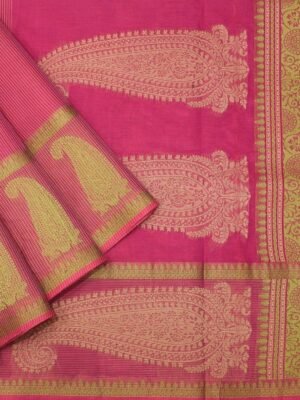 Dark Pink Kovai Cotton Saree Threadwork
