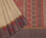 Beige Checks Kovai Cotton Saree