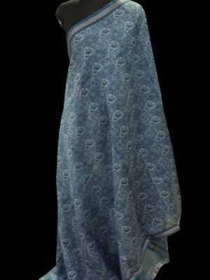 Pure Teal Blue Chanderi Cotton Saree