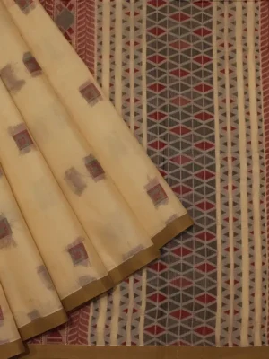 Pure Handloom Kovai Cotton Saree In Beige Cream