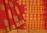 Pure Kovai Cotton Saree In Chilly Red With Three Motifs