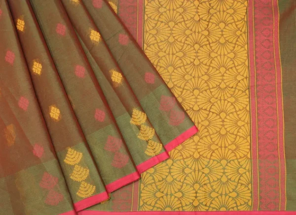 Pure Handloom Kovai Cotton Saree In Dual Shade