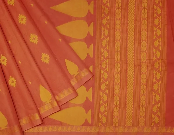 Pure Kovai Cotton Saree In Reddish With Thilagam Motifs