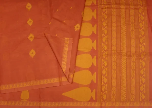 Pure Kovai Cotton Saree In Reddish With Thilagam Motifs