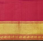 Dark Rani Pink Kanchivaram Saree with Rich Checkered Zari Elegance