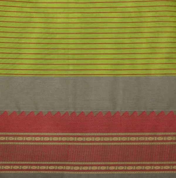 Olive Green In Kovai Cotton Saree In Threadwork Buttas