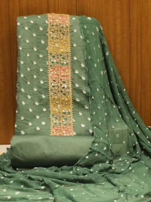 Cotton Unstitched Salwar Material In Moss Green