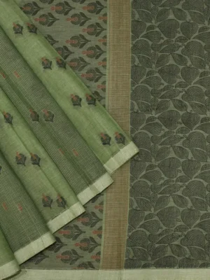 Handloom Pure Kovai Cotton Saree In Pista Green