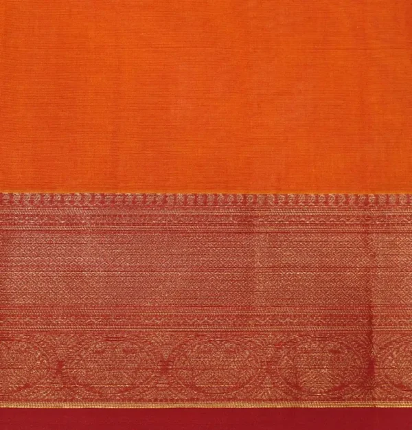 Pure Handloom Kovai Cotton Saree In Pure Orange