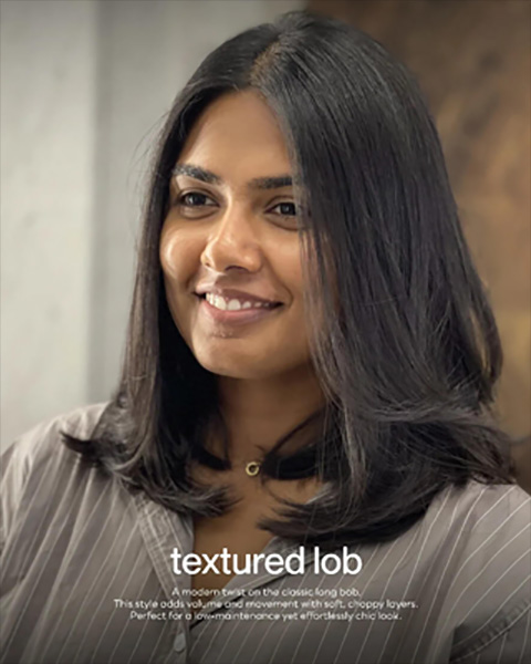 haircut, featuring healthy volume and modern layers at the best unisex salon near me in Coimbatore.